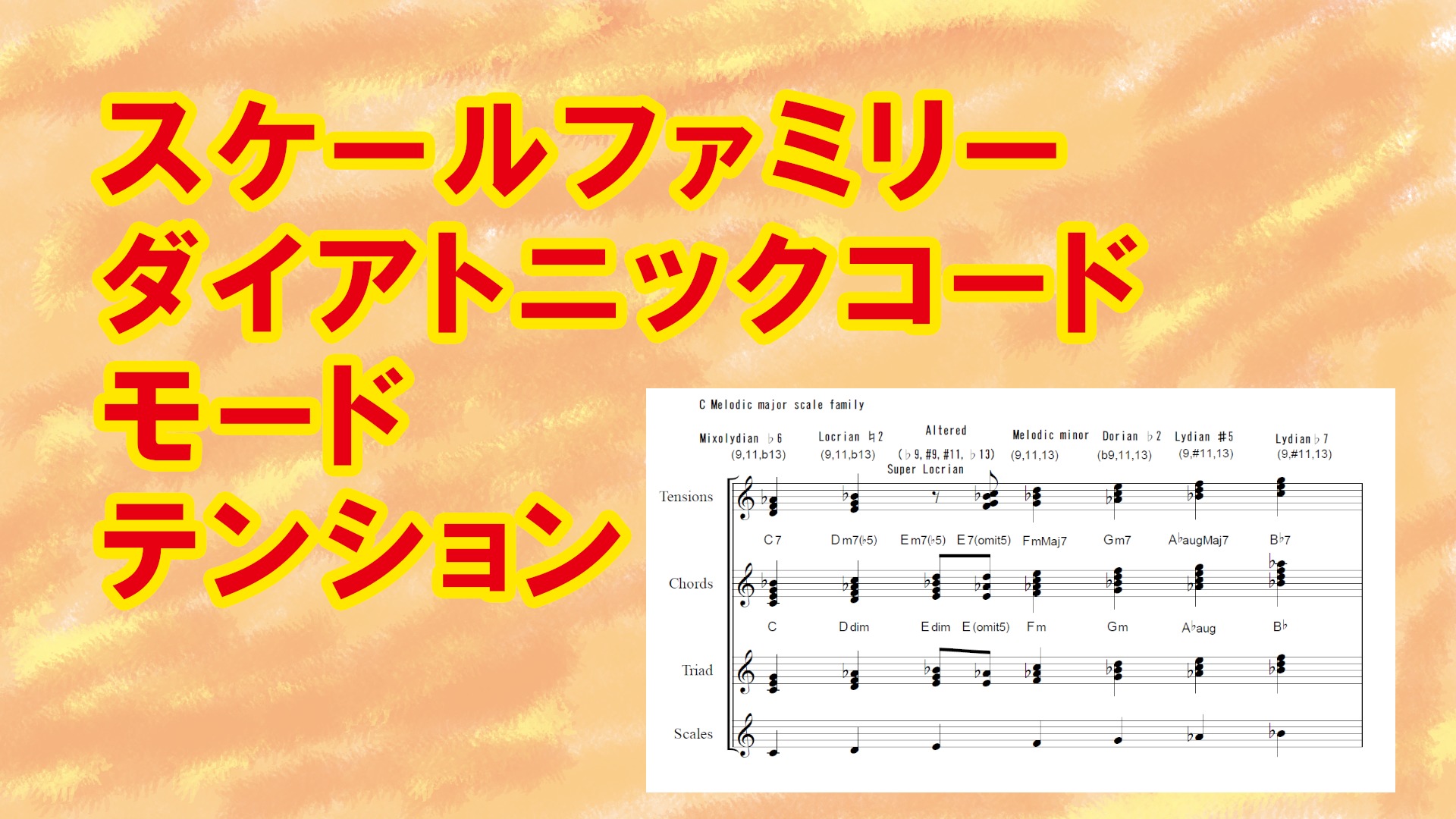 ダイアトニックコード テンション モード まとめ 8つスケールファミリーと28種類のモード